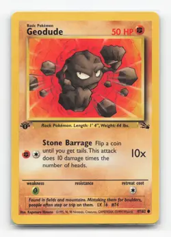 Pokemon TCG - Geodude 47/62 Moderately Played Common Fossil 1st Edition - Image 1