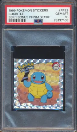 1999 POKEMON STICKERS SQUIRTLE SERIES 1 BONUS PRISM STICKER #PR22 PSA 10! - Image 1