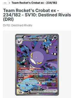 Pokemon Team Rocket's Crobat ex 234/182 SV10 Destined Rivals Special Illustrati… - Image 1