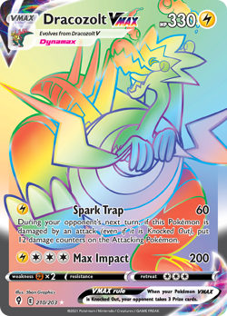DRACOZOLT VMAX 210/203 RARE RAINBOW EVOLVING SKIES POKEMON NEAR MINT - Image 1