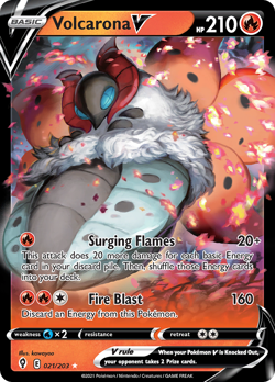 VOLCARONA V 021/203 HOLO RARE V EVOLVING SKIES POKEMON NEAR MINT - Image 1