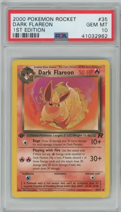 2000 Pokemon Rocket Dark Flareon #35 1st Edition PSA 10 Gem Mint - Image 1