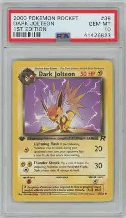 2000 Pokemon Dark Jolteon Team Rocket 1st Edition #38 PSA 10 Gem Mint - Image 1