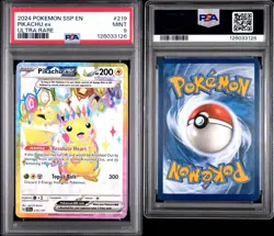2024 Pokemon Ssp En-Surging Sparks #219 Pikachu Ex Ultra Rare PSA 9 - Image 1