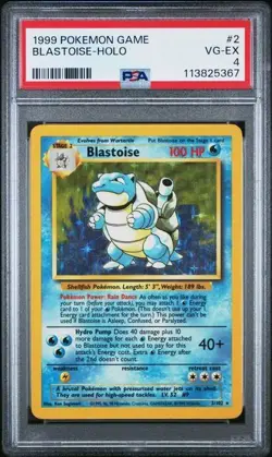 Pokemon Blastoise 2/102 Base Set Holo 1999 WOTC PSA 4 - Image 1