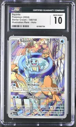 CGC 10 SQUIRTLE 148 STELLAR CROWN ILLUSTRATION RARE POKEMON GEM MINT - Image 1