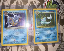 Pokemon Vaporeon Holo Misprint Jungle Edition 12/64 No Symbol MP & Dark Gyarados - Image 1