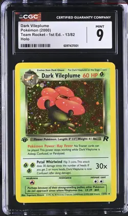 Pokemon Dark Vileplume 13/82 1st Edition Holo Rare - Team Rocket Vintage CGC 9 - Image 1