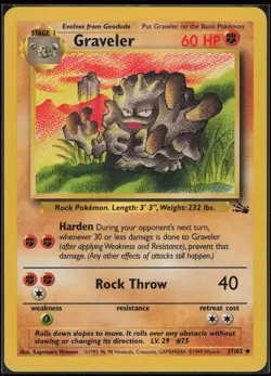 Graveler 37/62 Uncommon Fossil Pokemon Near Mint - Image 1