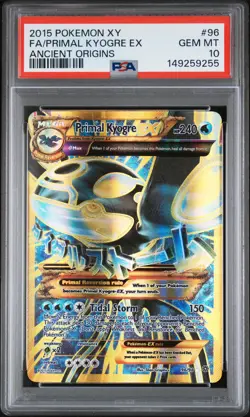 2015 POKEMON XY ANCIENT ORIGINS #96 FULL ART/PRIMAL KYOGRE EX PSA 10 - Image 1