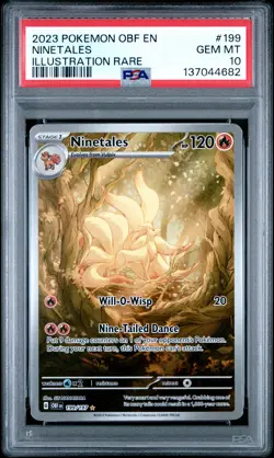 2023 POKEMON OBF EN-OBSIDIAN FLAMES ILLUSTRATION RARE #199 NINETALES PSA 10 - Image 1