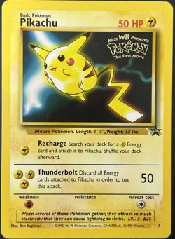 Pikachu 4/53 Black Star Rare Promo WOTC Pokemon Card NM - Image 1