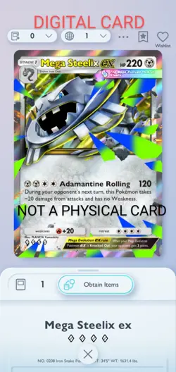 Mega Steelix EX Pokemon Pocket Mobile Game Crimzon Blaze Set ◇◇◇◇Rare Card Trade - Image 1