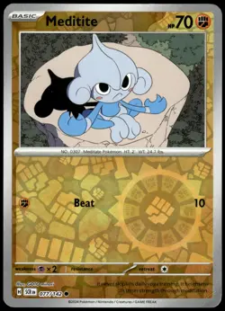 Meditite 77/142 Stellar Crown Reverse Holo Common MP Pokemon 2024 - Image 1