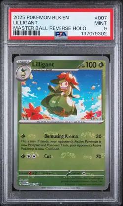 Pokemon EN-BLACK BOLT 007 LILLIGANT MASTER BALL REVERSE HOLO PSA 10-137079302 - Image 1