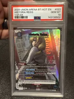 Union Arena TCG Historia Reiss Alt Art Holo PSA 10 Gem Mint Attack on Titan - Image 1