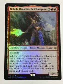 MTG War of the Spark Neheb, Dreadhorde Champion Foil 140/264 NM Rare - Image 1