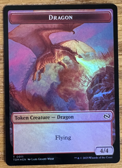 MTG Tarkir Dragonstorm Token, Dragon 0011 / Warrior 0013 - Foil - Image 1
