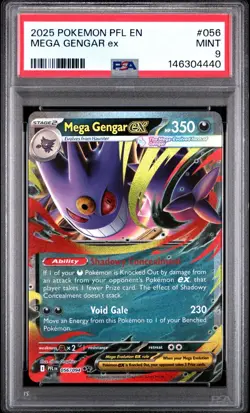 PSA 9 Mega Gengar Ex #056 2025 Pokemon Pfl Phantasmal Flames - Image 1