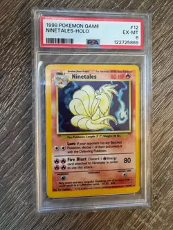 Ninetales 012/102 Base Set Holo Pokemon Card TCG 1999 PSA 6 - Image 1