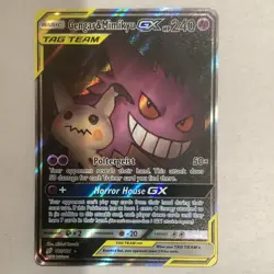 Pokemon Gengar & Mimikyu GX TAG TEAM Ultra Rare Holo Sm-Team Up 165/181 240HP - Image 1