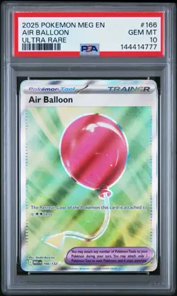 2025 Pokemon Mega Evolution Air Balloon #166 Tool Trainer Ultra Rare PSA 10 Gem - Image 1