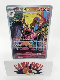 Pokemon Conkeldurr Illustration Rare Holo Sv: Black Bolt 127/086 HP 140 BUF - Image 1