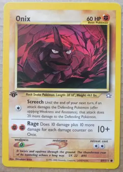 Onix 69/111 Common 1st Edition Non-Holo Neo Genesis Set Pokemon NM - Image 1