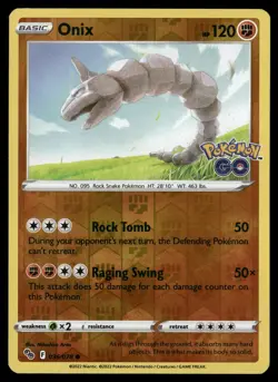 Onix 036/078 Common Pokemon GO Pokemon Reverse Holo Near Mint - Image 1
