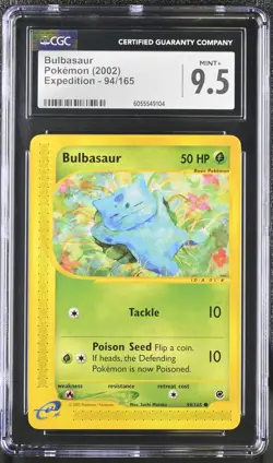 CGC 9.5 MINT+ Bulbasaur 2002 Expedition 94/165 Pokemon Card - Image 1