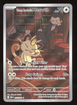 2025 Pokemon S&V Destined Rivals Team Rocket's Meowth Secret Rare #203/182 - Image 1