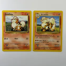 Pokemon TCG Growlithe Arcanine 2-Card Evolution Lot WOTC Vintage 1999 - Image 1