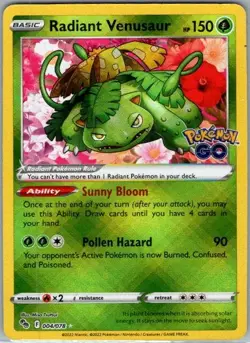 Radiant Venusaur Holo Radiant Rare Pokemon GO 004/078 NM - Image 1