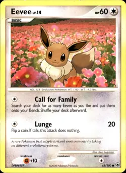 Eevee 62/100 Common - Pokemon Majestic Dawn 2008 HP - Image 1