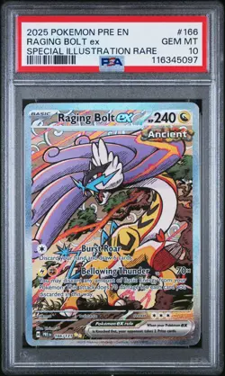 POKEMON RAGING BOLT ex 2025 PRISMATIC EVOLUTIONS SPECIAL ILL. RARE #166 PSA 10 - Image 1