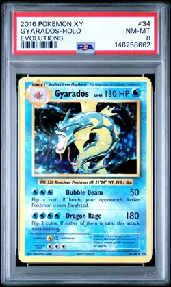 PSA 8 Pokemon Gyarados 34/108 XY Evolutions Holo Rare 34/108 - Image 1