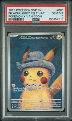Pokemon Pikachu Grey Felt Hat #85 Van Gogh - Image 1