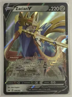 Pokemon Card Zacian V 138/202 Swsh01: Ultra Rare Sword & Shield Holo Near Mint - Image 1