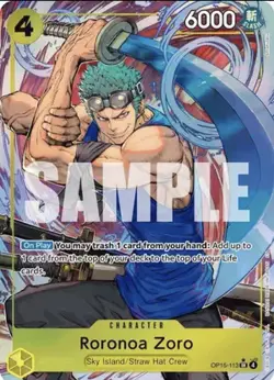 One Piece TCG Roronoa Zoro OP15-113 Alternate Art SR Near Mint In Hand - Image 1