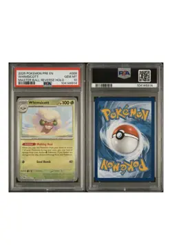 Pokemon Whimsicott 008/131 Sv: Prismatic Evolutions Master Ball Holo PSA 10 2025 - Image 3