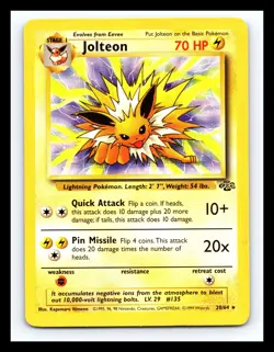 💥 JOLTEON | Pokemon TCG 1999 | (Jungle Set) Non Holo Vintage # 20/64 - Image 1