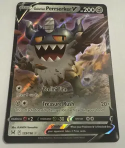 Pokemon Galarian Perrserker V 129/196 Swsh11: Lost Origin Holo NM/M - Image 1