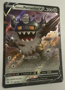Pokemon Galarian Perrserker V 129/196 Swsh11: Lost Origin Holo NM/M - Image 2