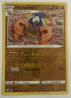 Hariyama 143/264 Swsh08: Fusion Strike Reverse Holo Pokemon TCG NM/M - Image 1