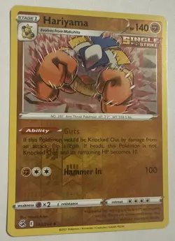 Hariyama 143/264 Swsh08: Fusion Strike Reverse Holo Pokemon TCG NM/M - Image 2