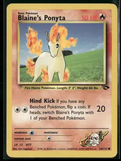 ✰ BLAINE'S PONYTA 64/132 UNLIMITED COMMON GYM CHALLENGE POKEMON ✰ MP - Image 2