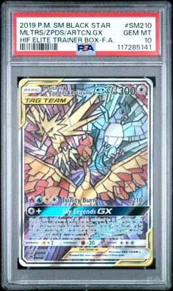 Pokemon Moltres Zapdos Articuno GX SM210 Hidden Fate Black Star Promo PSA 10 - Image 1