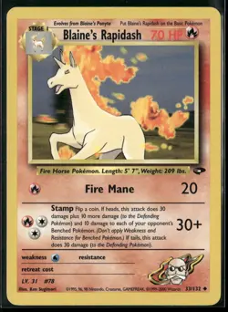✰ BLAINE'S RAPIDASH 33/132 UNLIMITED UNCOMMON GYM CHALLENGE POKEMON ✰ MP - Image 2