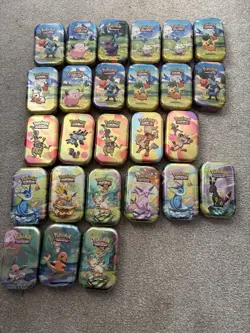 x26 Empty Pokemon Mini Tin Bundle - 151, Prismatic, Mega Heroes, Kanto Friends 820650803857 - Image 1