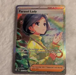 Pokemon Parasol Lady SV04 Paradox Rift 255/182 Full Art Trainer Holo Rare - Image 1